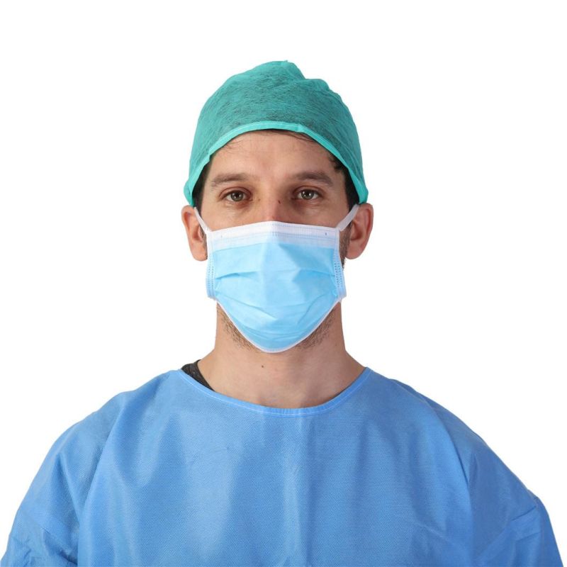 Disposable Wholesale Medical Blue Non-Woven Disposable Doctor Cap