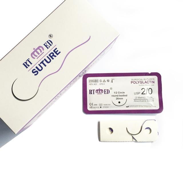 Rtmed Medical Supply Absorbable Surgical Suture Thread with Needle Pgla