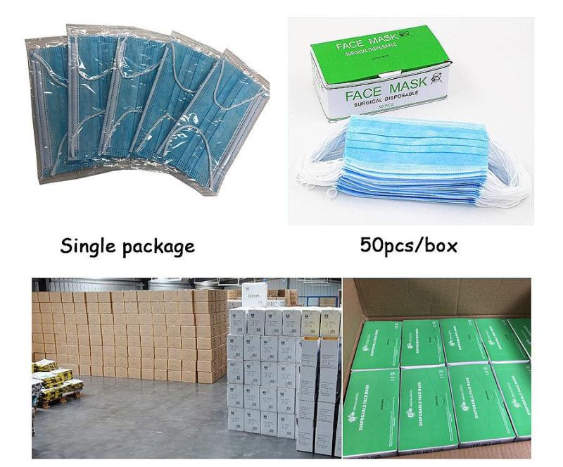 Factory Wholesale Medical Type Iir Disposable Protective 3 Ply Non Woven Earloop Surgical Face Mask with En 14683