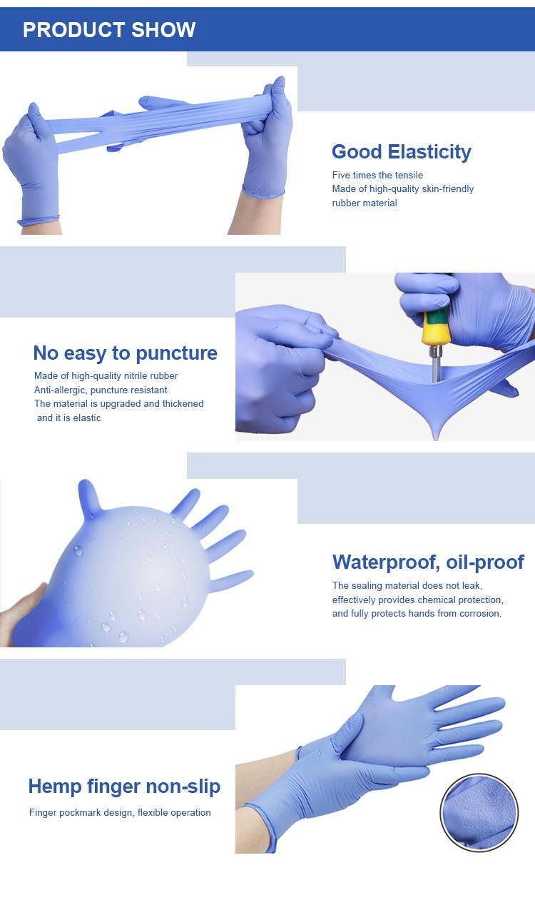 Titanfine Professional Manufacturer Blue Nitrile Disposable Gloves Powder Free
