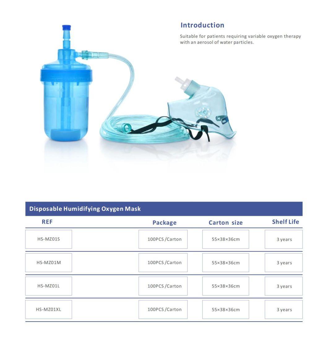 Hisern Disposable Humidifying Oxygen Mask for Patients Requiring Variable Oxygen