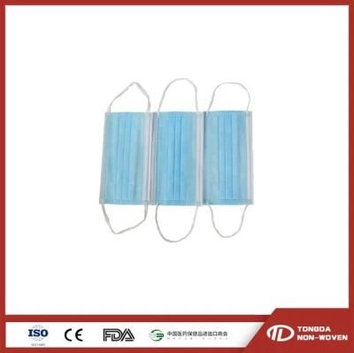 Safety and Protection Disposable 3 Ply Surgical Face Mask Flat Elastic Ear-Loop En14683 Type Iir