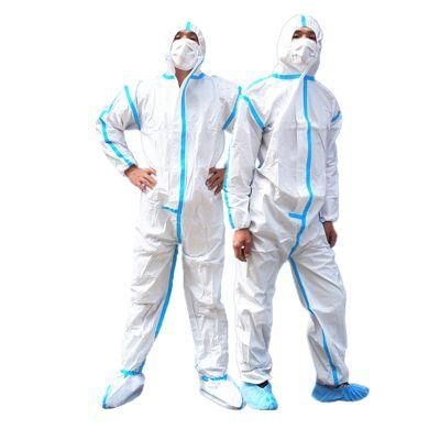 Factory New Material Disposable Medical Protective Coverall with Blue Tape