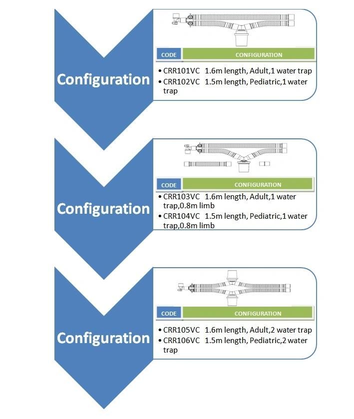 High Quality Disposable Medical Breathing Anesthesia Circuit Corrugated Watertraps