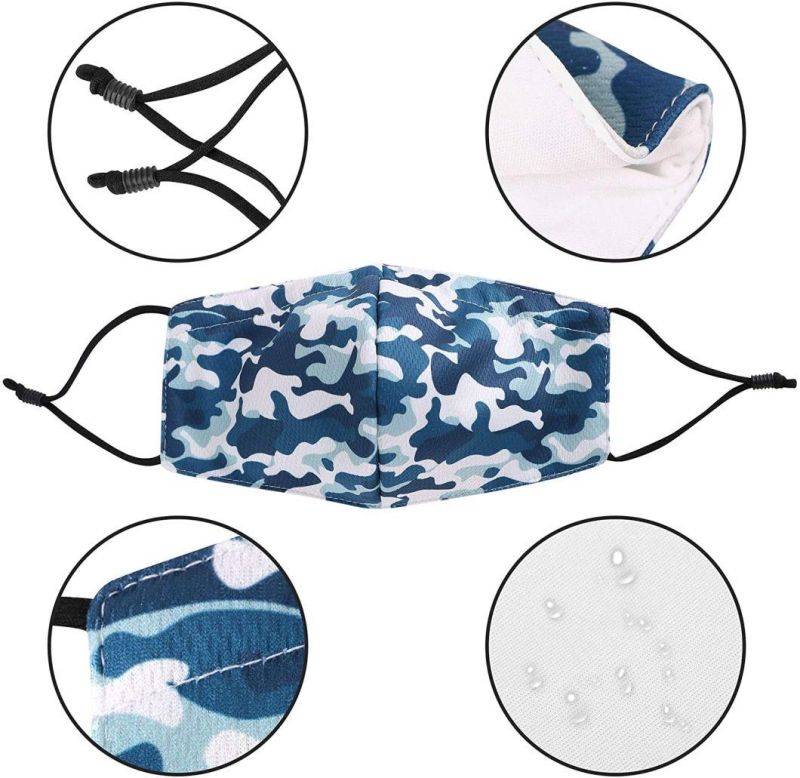 Adult Reusable Anti-Dust Protective Facemask Cotton Custom Printed Face Mask with Filter Camouflage Printed Mask