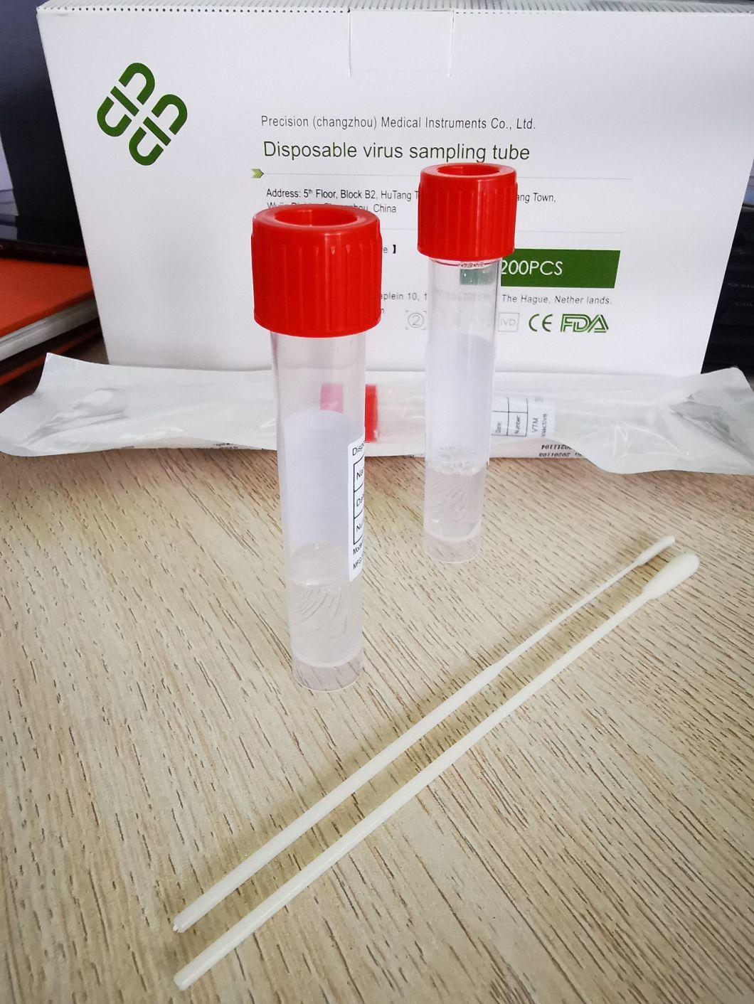 Hot Sale Vtm Disposable Viral Sampling Plastic Tube with Nylon Flocked Swab CE/FDA Approved