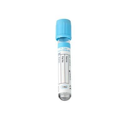 Medical Disposable PT 1.8ml Sodium Vacuum Blood Collectiontube
