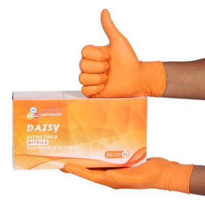 Orange Nitrile Diamond Pattern Safety Glove Industrial Grade (8mil, 240mm)