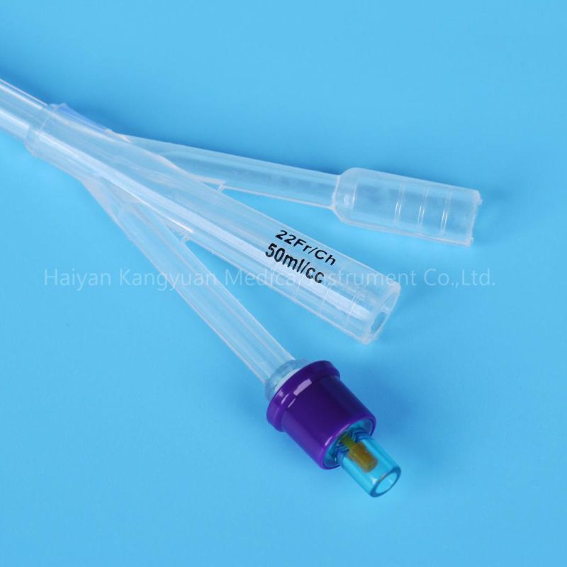 China Producer 3 Way Silicone Foley Catheter Coude Tip Tiemann Normal Balloon