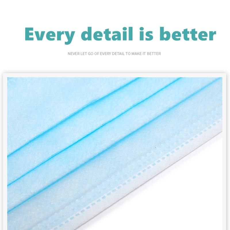 FDA 510K CE En14683 Approved Anti Virus Dust 3 Ply Non Woven Fabric Blue Disposable Hospital Medical Protective Face Mask