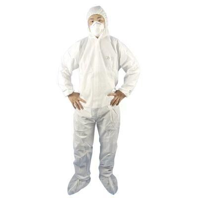 Customized Disposable Chemical PPE Nonwoven White Protective Coverall with Hood