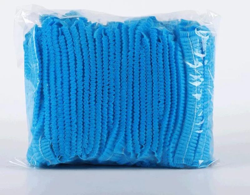 Disposable Surgical Fluffy Cap Is Elastic Hairnet Non-Woven Fabric Blue