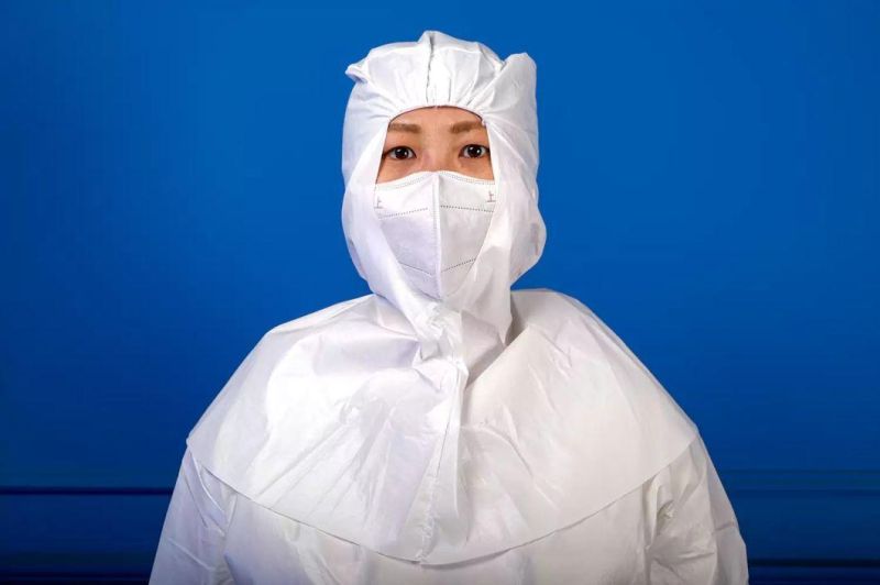 Disposable Medical White Shawl Cap Hood 60g Non-Woven Fabric