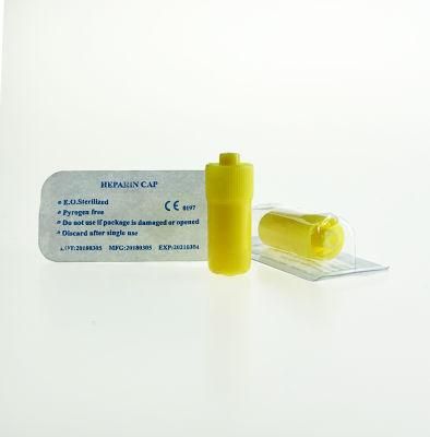 Disposal Sterile Medical Yellow Transparent Heparin Cap in Hospital with Luer Lock Connector CE &amp; ISO Certificate