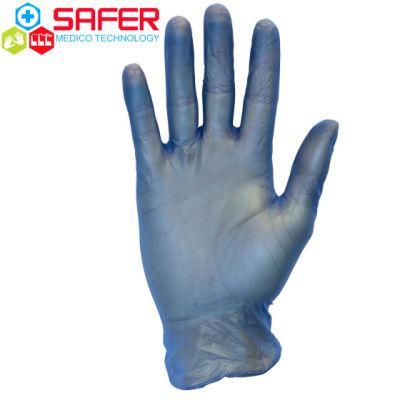 Safety Protective Disposable Blue Vinyl Gloves Powder Free