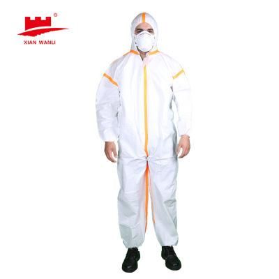 Non Woven Lab Hospital Medical Protective Suit Disposable Isolation Clothing Coverall with Hooded Elastic Cuff