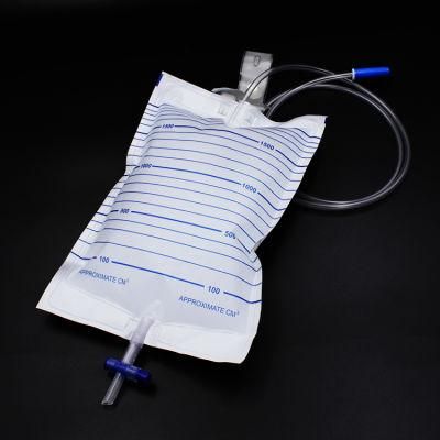 Disposable 2000ml Economic Urinary Drainage Bag Urine Collection Bag/Collector with Cross Valve Tvalve CE ISO