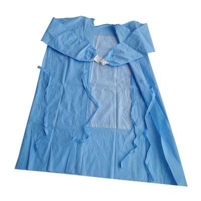 EO Sterile En13795 Reinforced Surgical Gown Blue 40 GSM SMS Gowns Medical Disposable Hospital Level 2 Surgical Gown