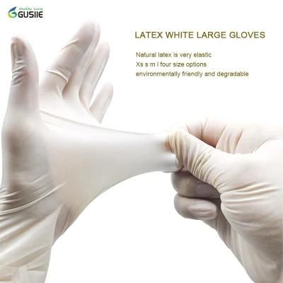 Powder Free Environmentally Friendly Latex Disposable Medical Examination Latex White Large Gloves