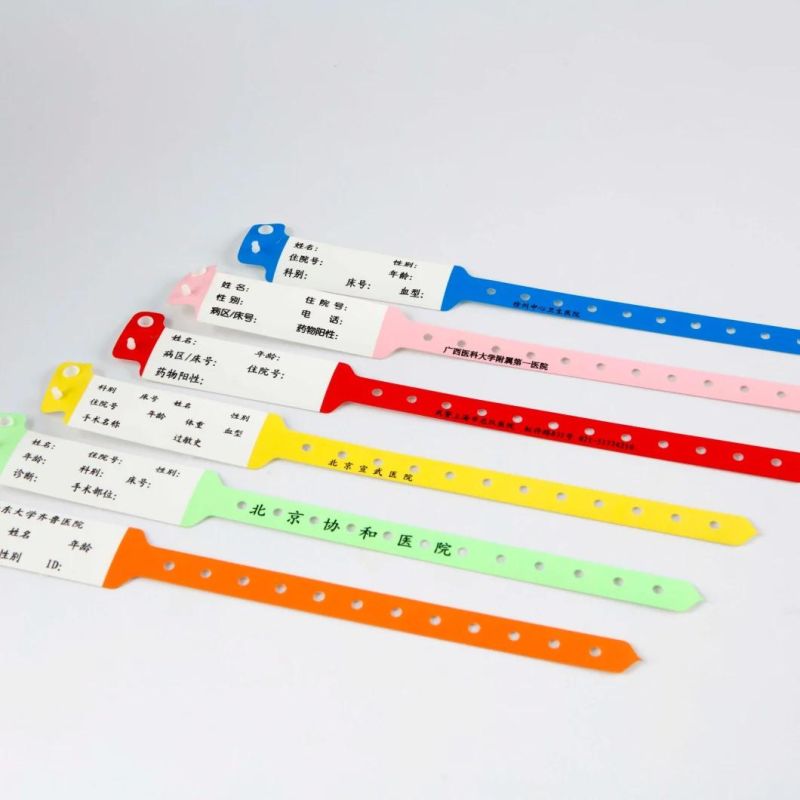 Disposable Waterproof Adult Size Customs Soft ID Bracelet for Hospital