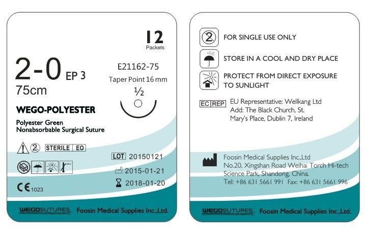 Surgical Suture Polyester with Pledget