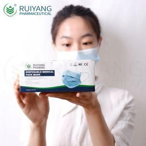 ISO13485 CE Certified Medical Surgical Face Mask En14683 Type Iir Facemask TUV Test Report Bfe 99.6% Biocompatibility Test