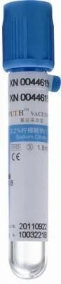 Blood Collection Tube, Sodium Citrate Tube, 9nc (3.2%) , Blue Cap with CE, ISO 13458-4.5ml
