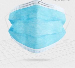 Top Sale High Quality Medical Surgical Non-Woven Disposable Adult 3-Ply Blue Face Mask with Earloop China Supplier En 14683