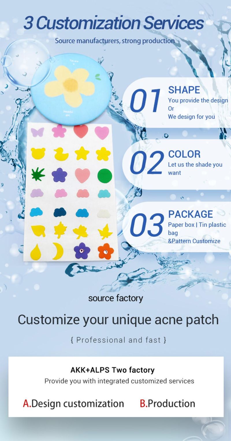 Alps Medical Standard Zit Customized Hydrocolloid Acne Customize Shape Pimple Patch