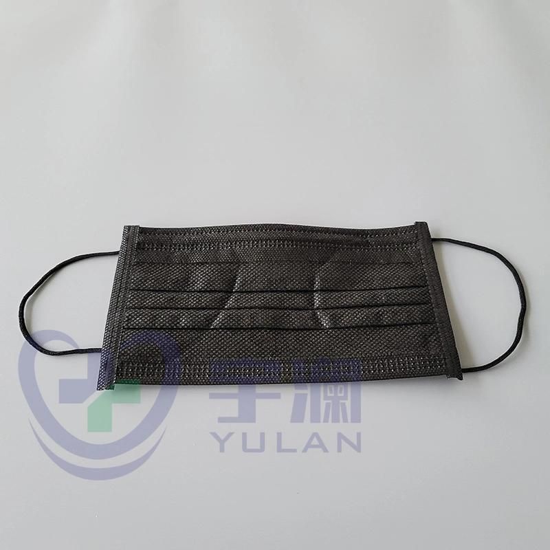 Disposable Medical Non-Woven Black Surgical Face Mask with Ear-Loop