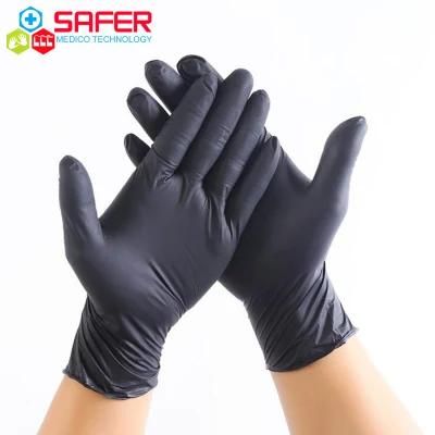 Black Examination Disposable Latex Free Nitrile Glove Dental Material
