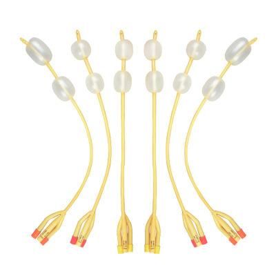 3 Way 100% Silicone Coated Latex Foley Catheter with Double Balloon