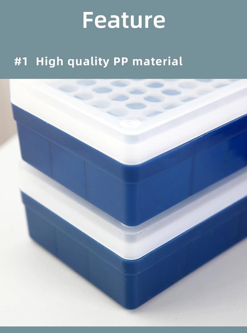 Sterile 100UL Blue Pipette Plastic Tips Rack Box with Filter