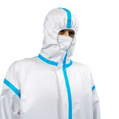 Microporous Film White Anti Liquid Hazmat Suit 65GSM Disposable Coverall