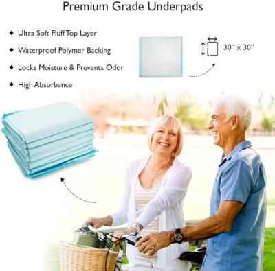 Blue Disposable Waterproof Absorbent Underpad Incontinence Chux Pads for Adults Children Pets