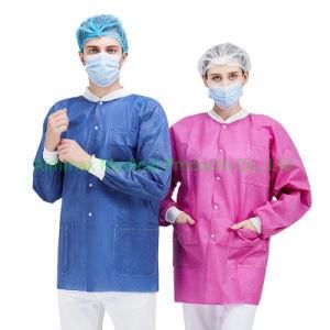 High Performance SMS Disposable Lab Coat with Knit Cuffs and Collar