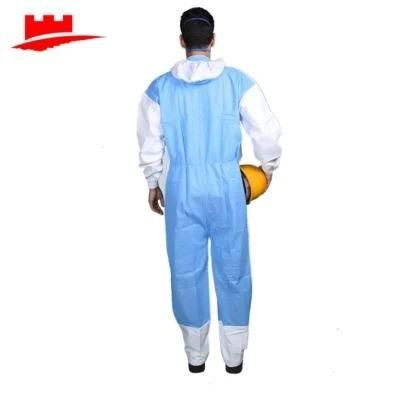 Protective Breathable Coverall Hooded with Knitted Cuffs, Hazardous Protection Antistatic Coverall