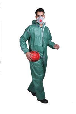 CE Approved Type 4/5/6 Green Protective Disposable Coverall with Tape