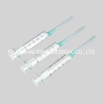 High Quality Medical Disposable 2parts Plastic Luer Slip/Luer Lock Injection Syringe with Needle
