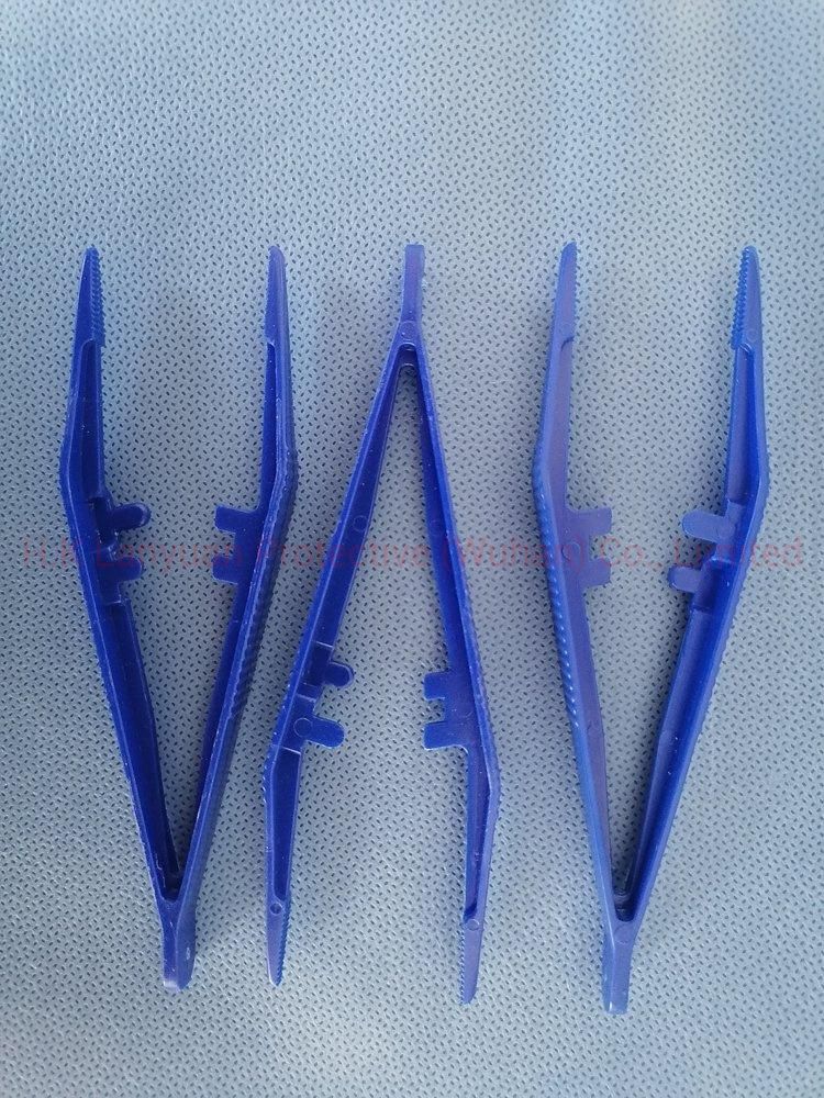 Disposable Medical Tweezers Blue Plastic