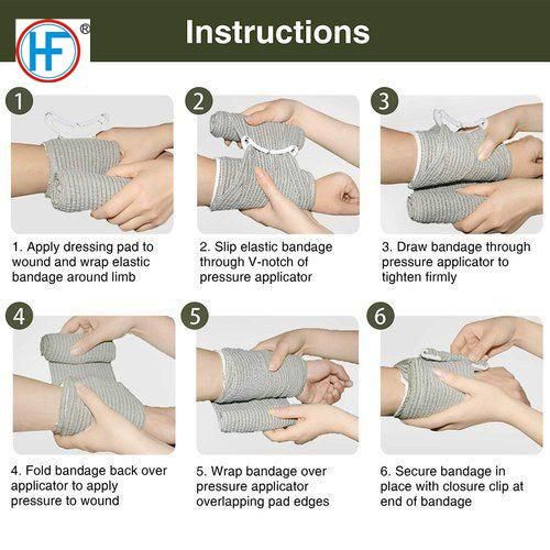 Outdoor Surgical Black Emergency First Aid Dressing Bandage with Plastic Clip CE/FDA Approved