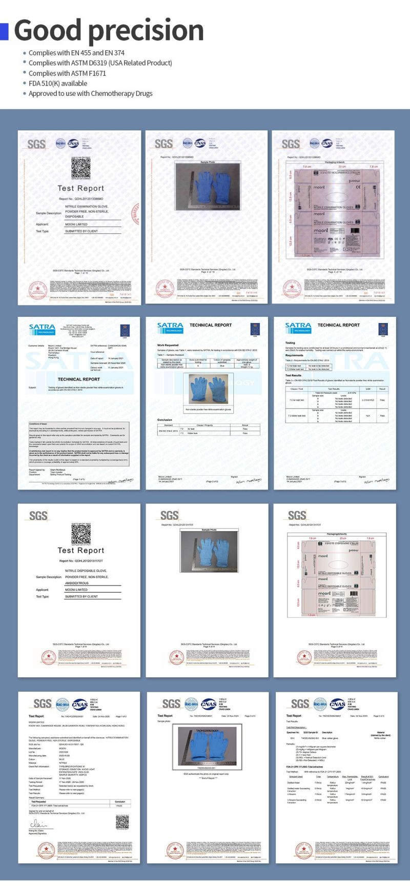 General Medical Supplies Powder Free Non Sterile Latex Disposable Medical Examination Gloves