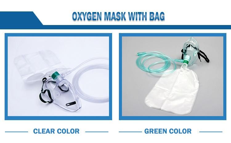 Medical Disposable Transparent Clear Oxygen Mask With Adjustable Nose Clip Medical Grade PVC with Connecting Tube Size S/M/L/XL