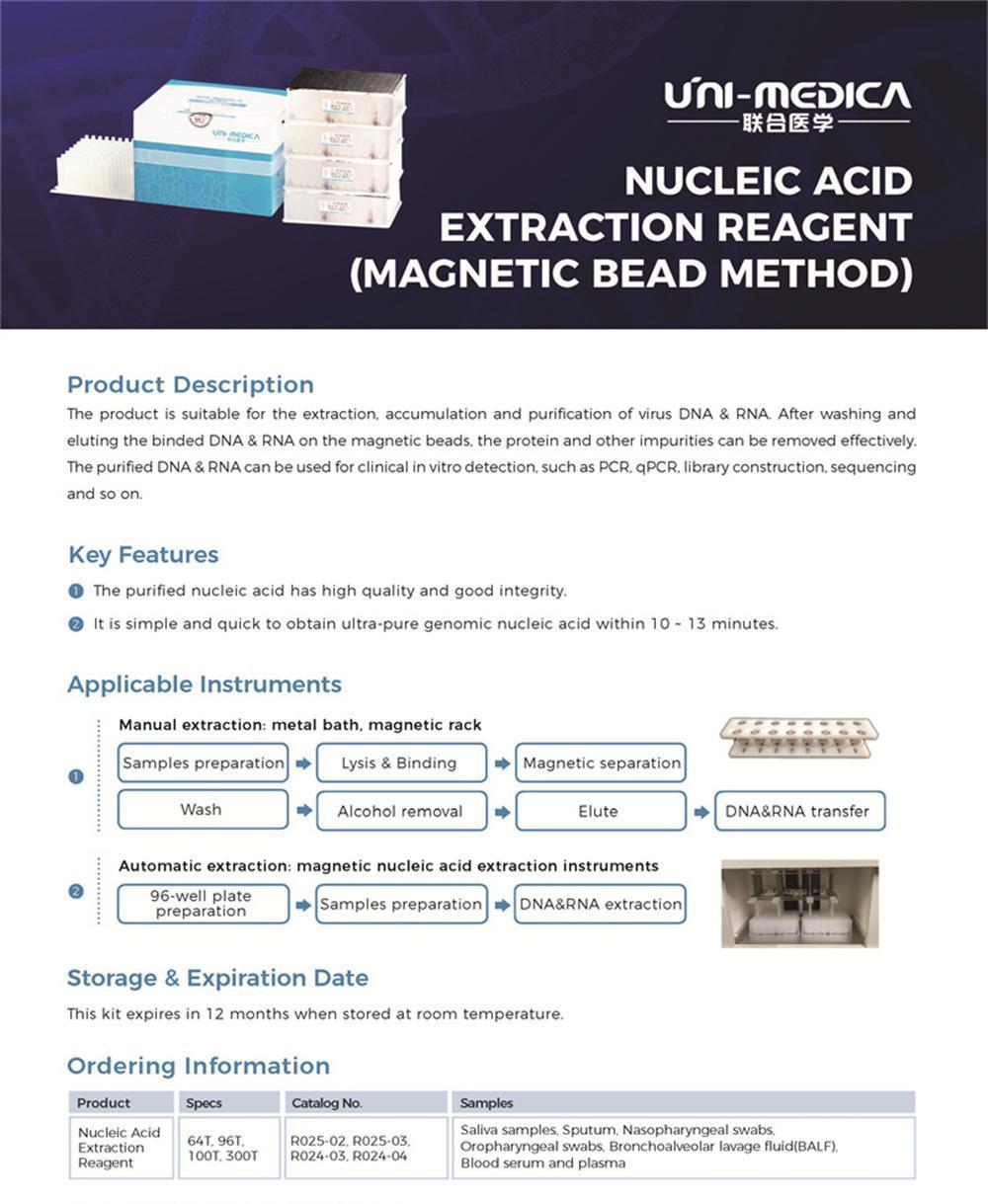 CE FDA Automatic Magnetic-Bead Nucleic Acid DNA Rna Extraction Reagent Kit for 32 Magnetic Bar Sleeves Extraction Machine