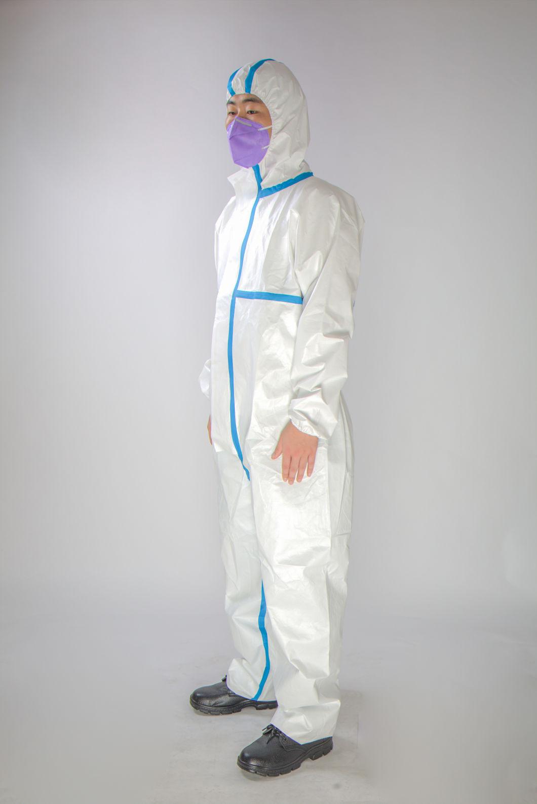 High Performance En14126 Type5b/6b Medical Microporous Personal Protective Disposable Coverall