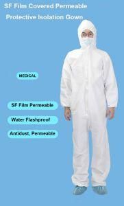 Sf Film Covered Breathable Protective Isolation Gown Non Sterile Gly