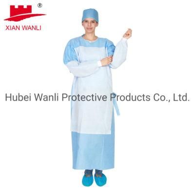 Eo Sterilized Disposable Isolation Gown Surgical Gown with Rib Cuff ASTM Standard AAMI Level 3 Gown