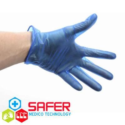 Disposable Blue Vinyl Glove with Powered Free
