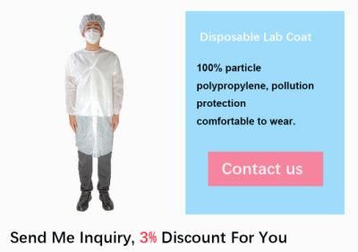 with Button White Non-Woven PP Disposable Lab Coats