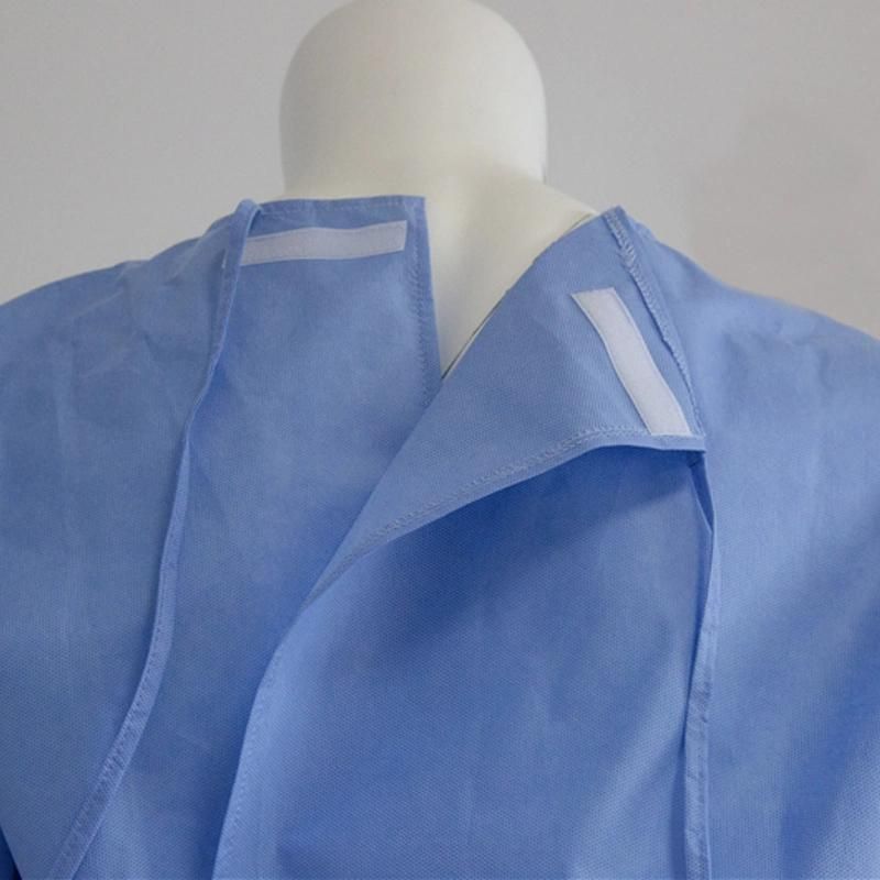 65GSM SMS+PE Blue Stripe Disposable Medical CPE Gown Level 4